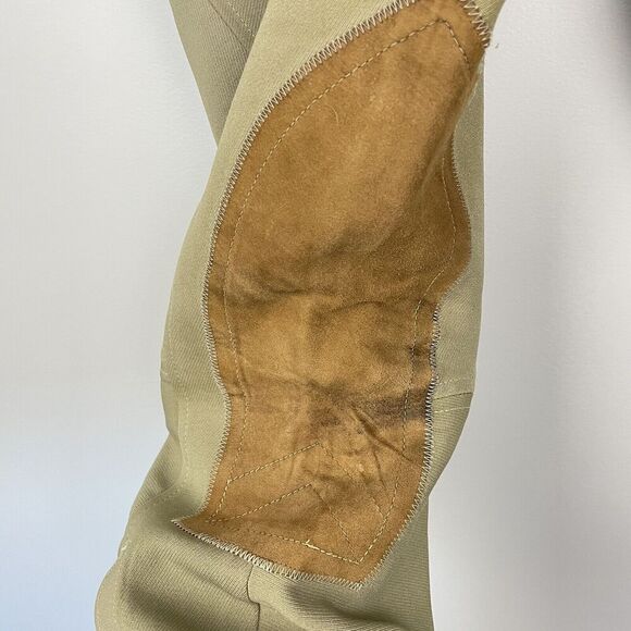 Tailored Sportsman Equestrian Riding Breeches Size 30 Khaki Side Zip Knee Patch - Picture 5 of 13